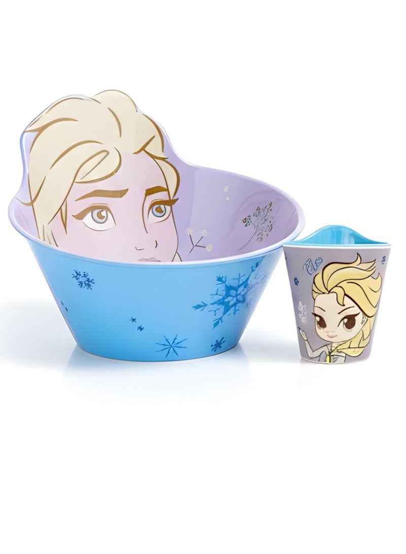 Disney Kids Cartoon Bowl & Cup Set – Cute Princess Design | Child-Friendly Plastic Feeding Bowl with Matching Drinking Cup | BPA-Free, Lightweight & Durable for Toddlers & Kids - Image 1